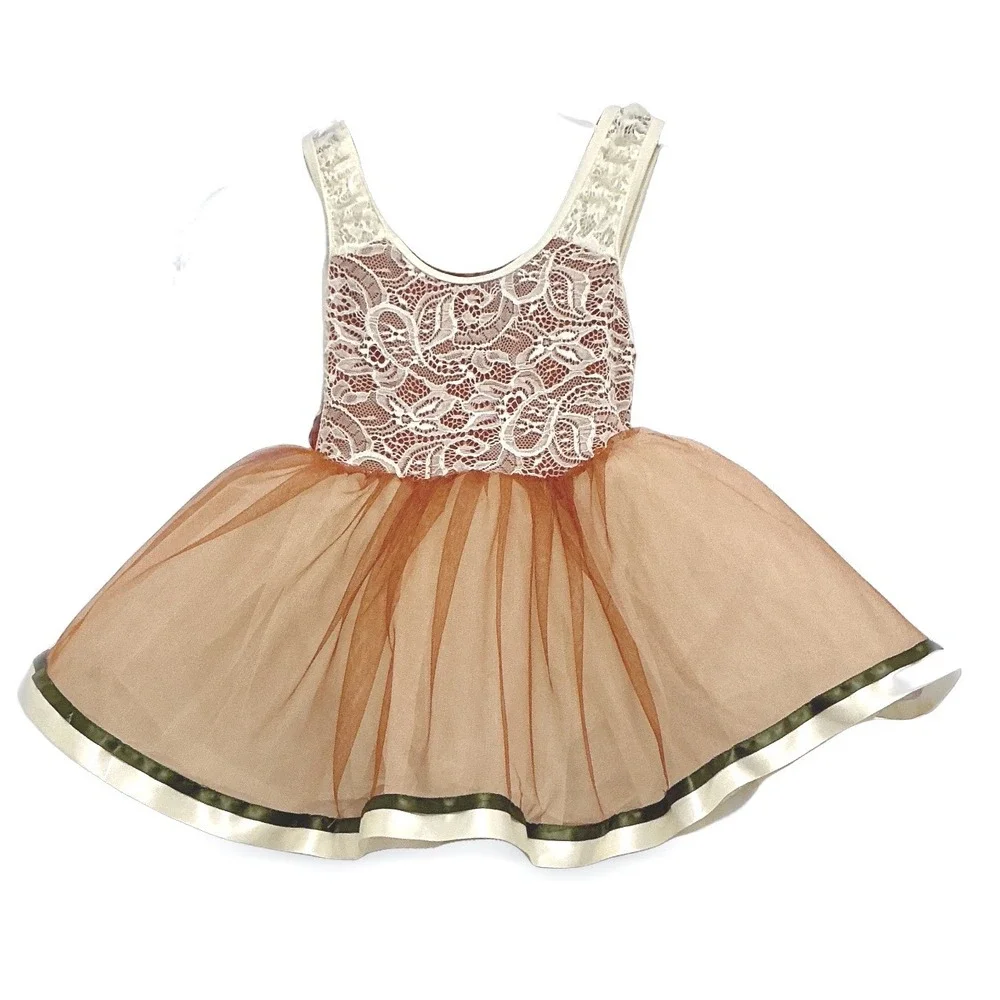 Revolution Dancewear Girls SC Penny Rust Orange Lace Tutu Dance Costume RC26866
